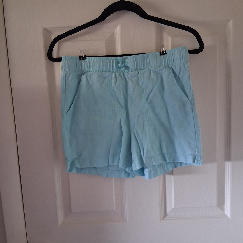 32 Degrees Light Blue High-Waist Elastic Waistband Shorts